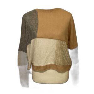 27 Miles Sweater Women’s Size M Tan Cream Gray Long Sleeve Lightweight Knit